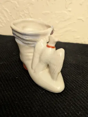 Vintage Porcelain Boot Figurine with Eagle - Made in Japan
