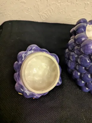 Vintage Ceramic Grape Cluster Lidded Jar