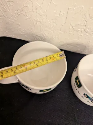 Pair of John Deere Ceramic Soup Mugs by Gibson