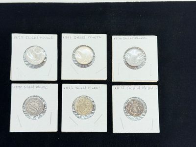 LOT 73: Collection of Antique US Shield Nickels - 1800s
