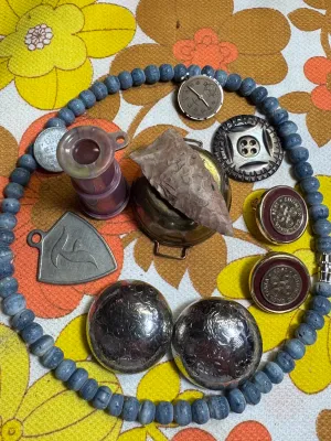 Vintage Collectibles Lot: Finnish Cufflinks, Watch Movement, Key Tag, Arrowhead