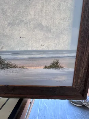 Rex Duggar Signed Coastal Beach Scene Oil Painting on Canvas