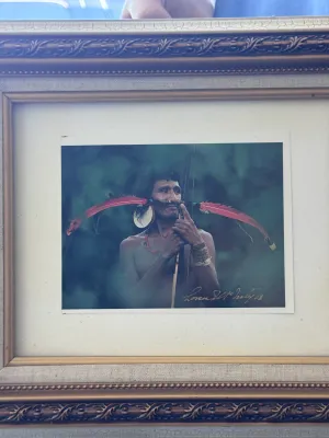 Loren McIntyre Signed Photograph of Indigenous Amazonian Man, Framed