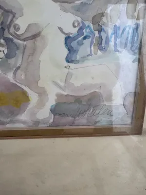 Original Signed Watercolor Painting of Nude Figures by Whalen
