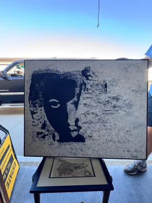 Original Textured Abstract Portrait Painting Signed 'd wolber'