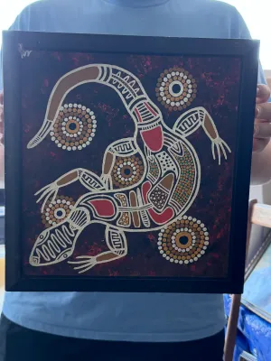 Goanna Dreaming Aboriginal Dot Painting by Tiddalauriee (Mark Radloff)