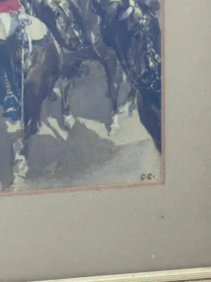 Vintage Framed Military Cavalry Print - John Mathieson & Co. Edinburgh