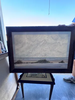 Rex Duggar Signed Coastal Beach Scene Oil Painting on Canvas