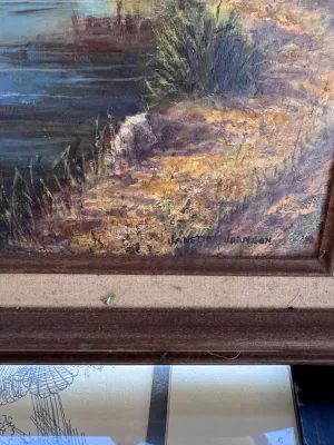 Janette Johnson Signed Original Oil Painting - Yahara River flowing through downtown Stoughton, Wisconsin.