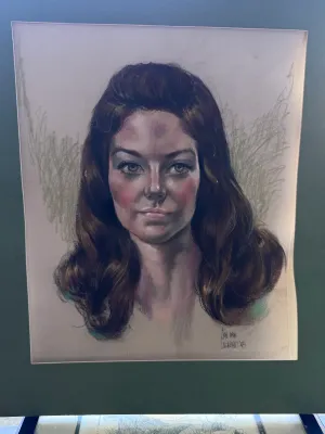 Original Pastel Portrait of a Woman by Jon de Lockhart, 1978