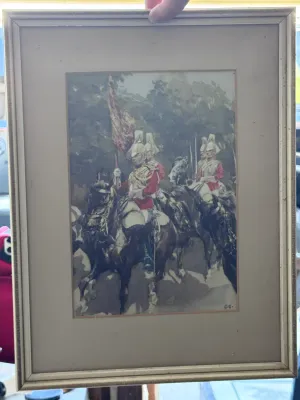 Vintage Framed Military Cavalry Print - John Mathieson & Co. Edinburgh