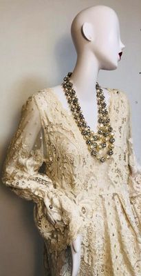 Beautiful Vintage  French Cotton Lace Midi Dress.