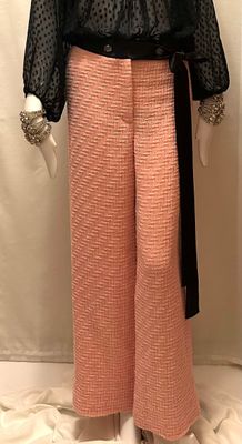 CHANEL Boucle wide legged pant w/satin ribbon waist tie. I have a pair in black as well!

MINT!