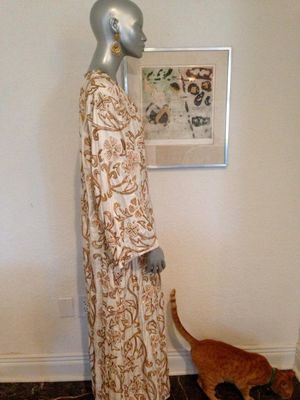  Shantung Silk  Beaded Caftan. Perfect for Miami 
Cocktail!