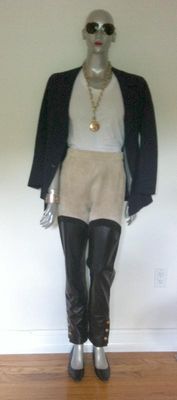 HERMES Leather and Calfskin Pants .MINT