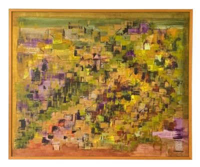 Sale Photo Thumbnail #72: Abstract oil painting, signed Ann Heira, 39x48"