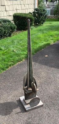 Sale Photo Thumbnail #10: Extremely rare welded steel free-standing abstract sculpture by Farmington sculptor Fred Jones.  Purchased directly from the artist in the early 1970's.
