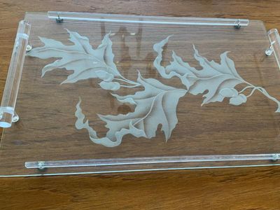 Sale Photo Thumbnail #138: Etched glass and lucite tray