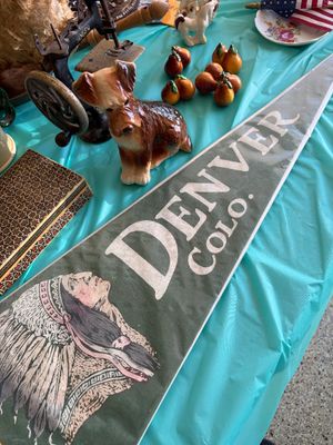 Sale Photo Thumbnail #9: Vintage felt souvenir pennant for Denver, Colorado,