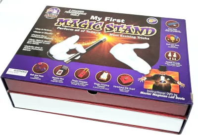 "My First Magic Stand" magic trick set in its original box, featuring a two-drawer performance table design and various classic...