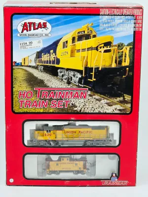 Atlas HO Trainman Train Set featuring a Union Pacific locomotive and caboose, in its original packaging.