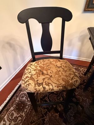 Contemporary Dark Wood Dining Table and Six Chairs