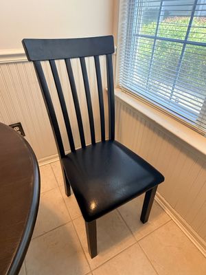 Dark Wood Round Drop-Leaf Dining Table with Two Chairs