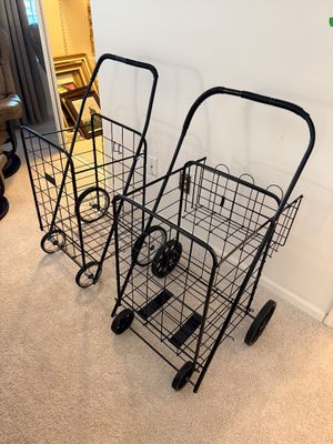 Pair of Folding Wire Shopping Carts