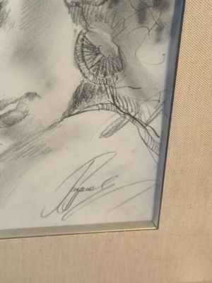 Framed Charcoal Portrait of a Woman, Signed