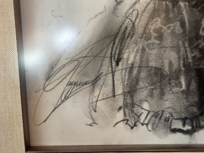 Anna Razumovskaya Framed Charcoal Original Sketch of a Woman in Gown From Lot 98