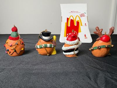 McDonald's Collectibles Lot with Ronald McDonald Figurine & McNugget Ornaments