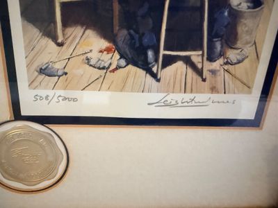 Pair of Framed Emmett Kelly Clown Prints by Leigh Jones