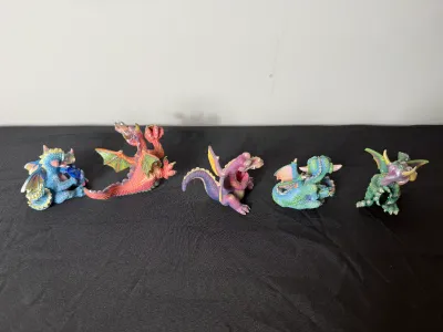 Collection of 13 Mood Dragons Figurines by TF&M