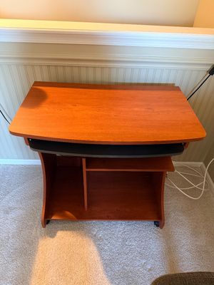 Compact Wooden Computer Desk on Casters