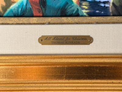Thomas Kinkade 'All Aboard for Christmas' Framed Canvas