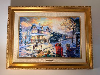 Thomas Kinkade 'All Aboard for Christmas' Framed Canvas