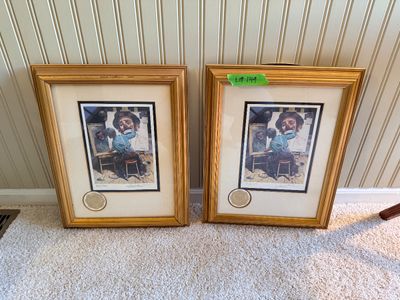 Pair of Framed Emmett Kelly Clown Prints by Leigh Jones
