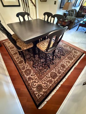 Contemporary Dark Wood Dining Table and Six Chairs