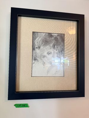 Framed Charcoal Portrait of a Woman, Signed