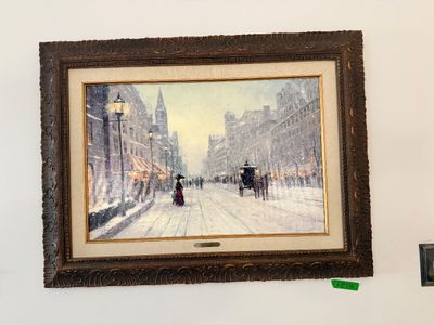 Robert Girrard 'Winter's Dusk' Framed Canvas