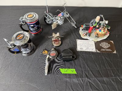 Harley-Davidson Collectibles Lot with Die-Cast Motorcycle & Steins