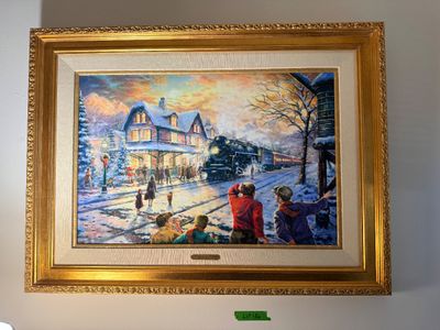 Thomas Kinkade 'All Aboard for Christmas' Framed Canvas