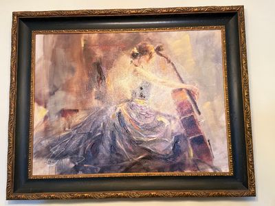Anna Razumovskaya 'Intermission 2' Signed Mixed Medium Canvas