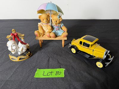 Cherished Teddies Music Box & Comedy/Tragedy Mask Figurine