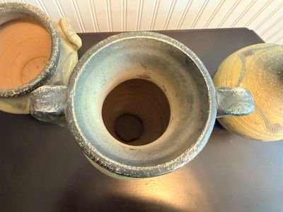 Trio of Rustic Textured Ceramic Vases