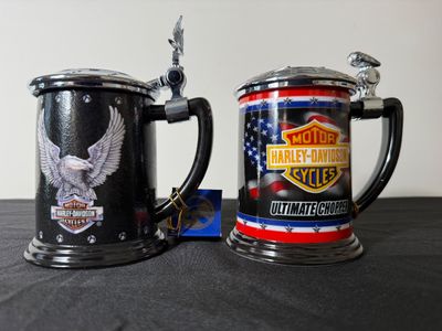 Harley-Davidson Collectibles Lot with Die-Cast Motorcycle & Steins