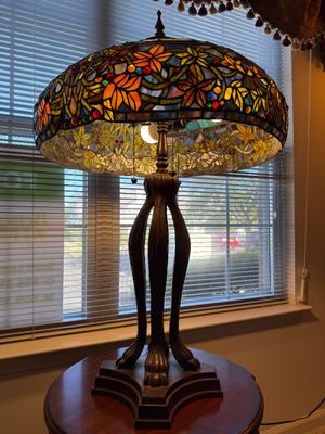 Large Tiffany-Style Stained Glass Table Lamp