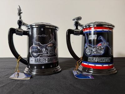 Harley-Davidson Collectibles Lot with Die-Cast Motorcycle & Steins