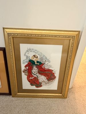 Group of Three Framed Christmas Art Prints