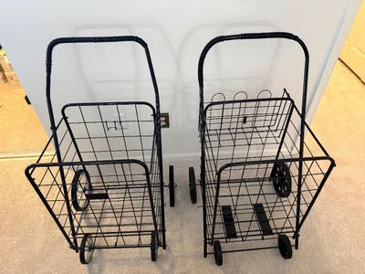 Pair of Folding Wire Shopping Carts